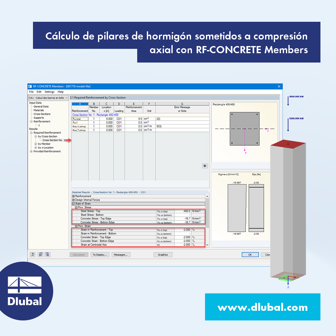 Cálculo de pilares de hormigón sometidos a compresión axial con RF-CONCRETE Members