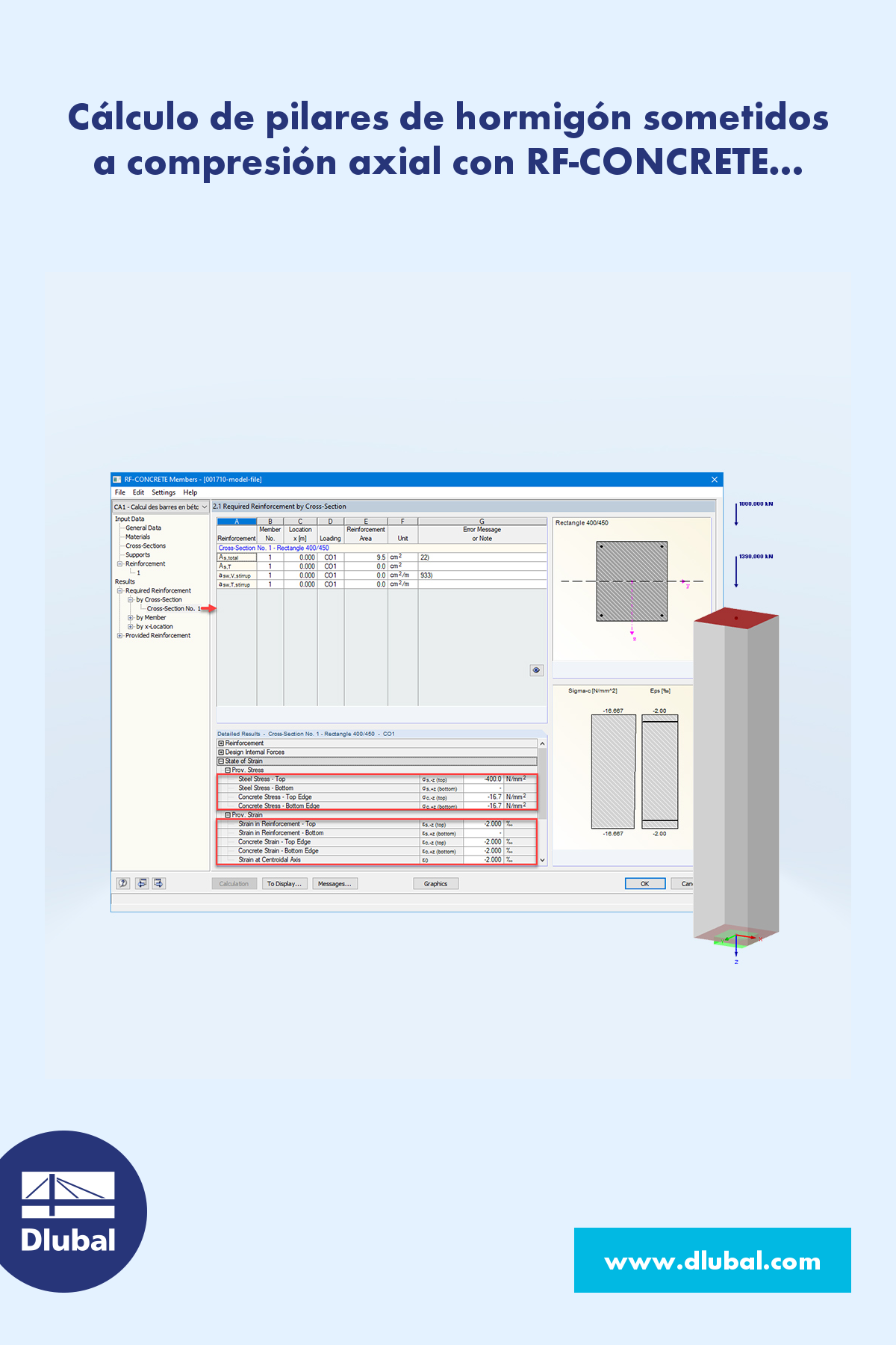 Cálculo de pilares de hormigón sometidos a compresión axial con RF-CONCRETE Members