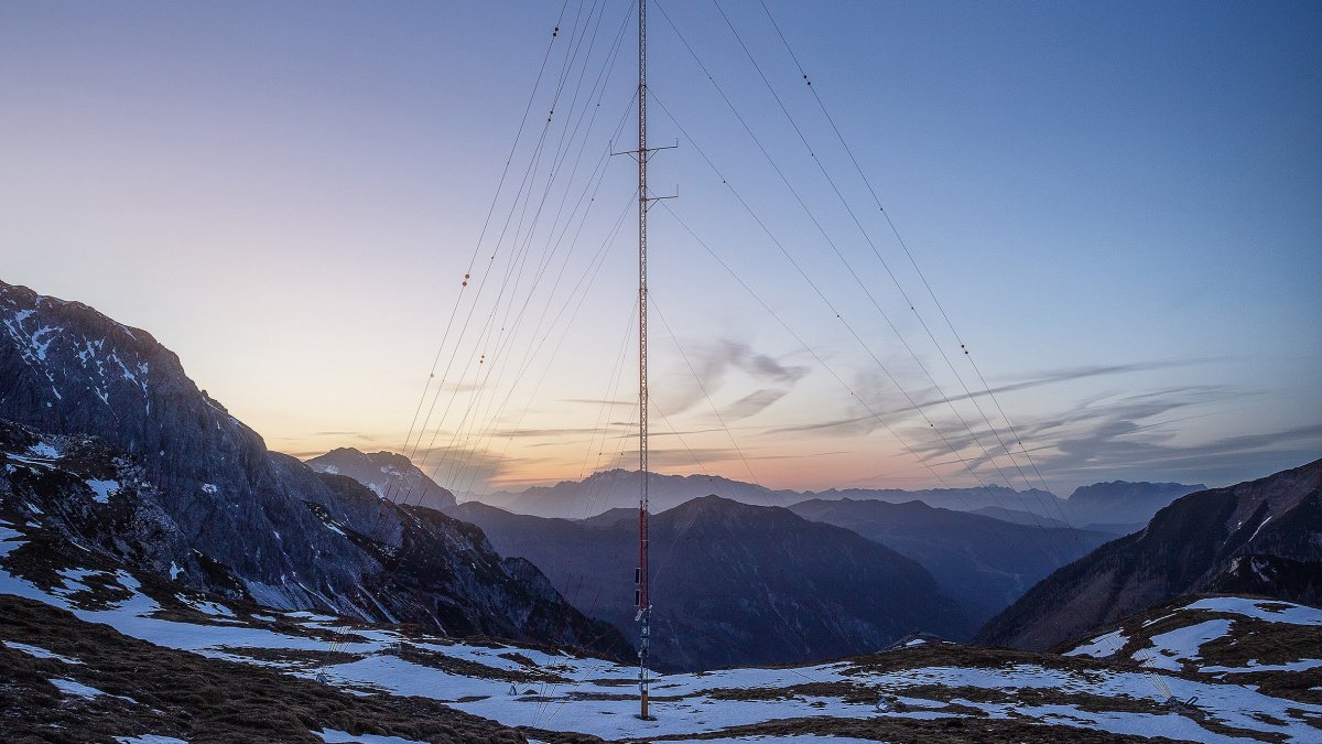 Mástil de medición de viento en Tauern de Radstadt, Austria (© m3-ZT GmbH)