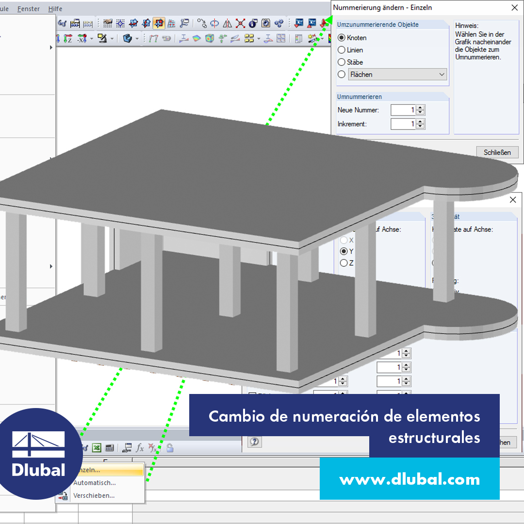 Cambio de numeración de elementos estructurales