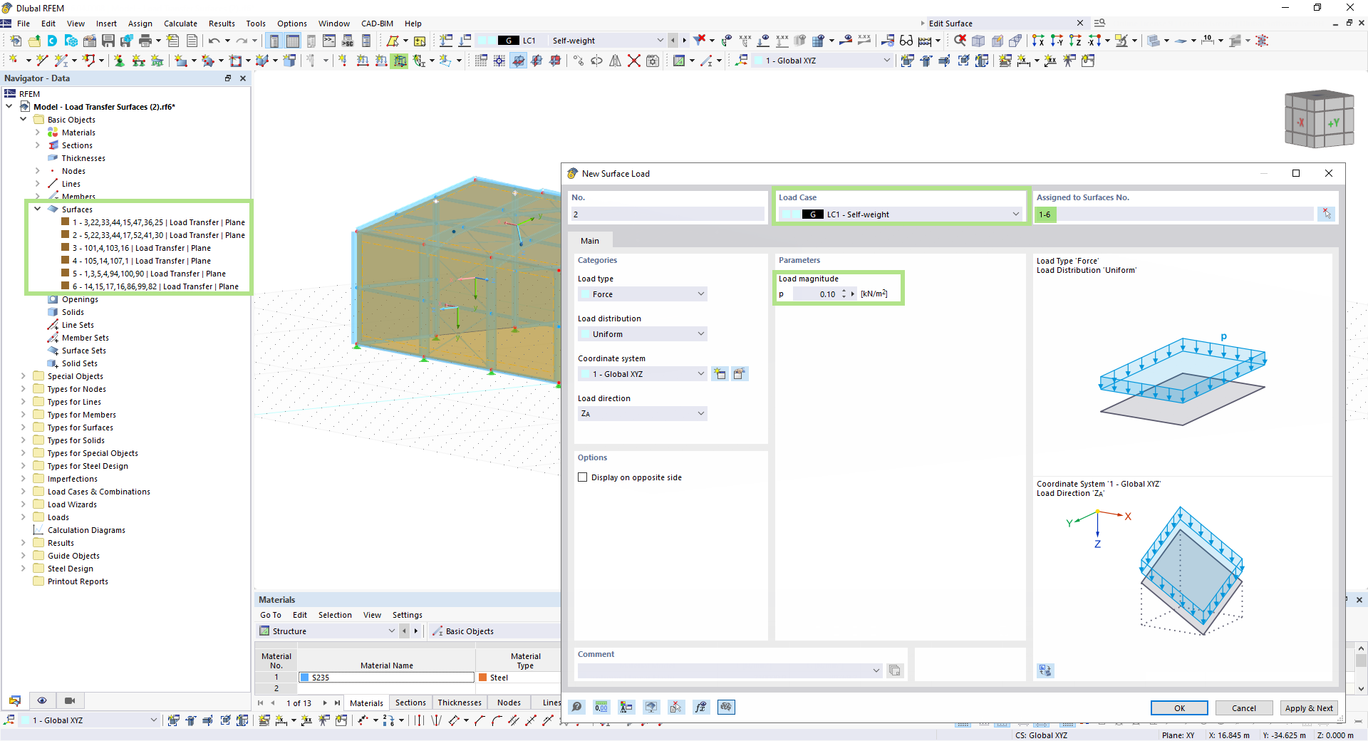 Superficies de transferencia de carga en RFEM 6