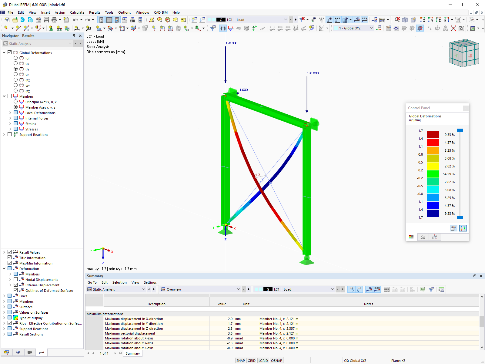 Tipo de modelo 2D | XZ | 3D en RFEM 6