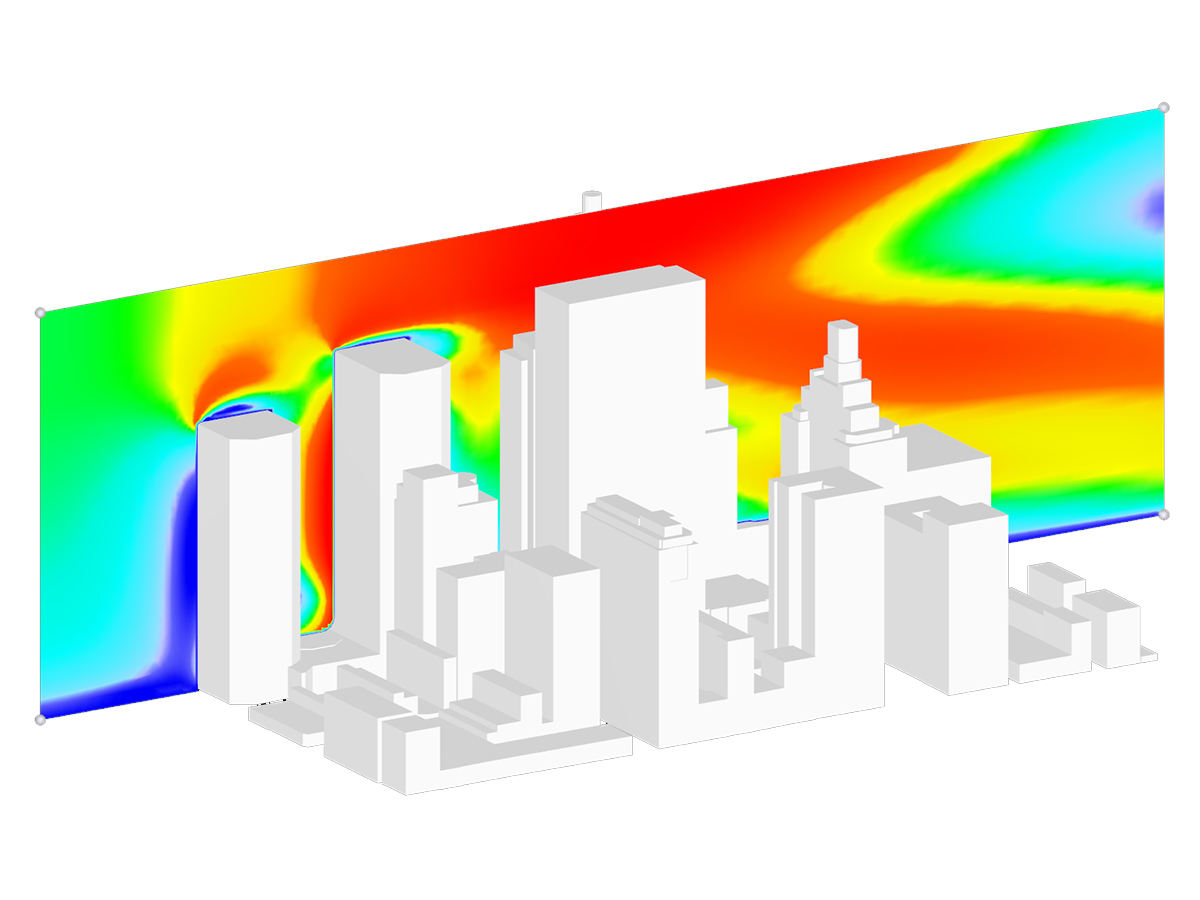 Modelo de simulación de viento del edificio Dlubal en Filadelfia, modelo de demostración de simulación de RWIND