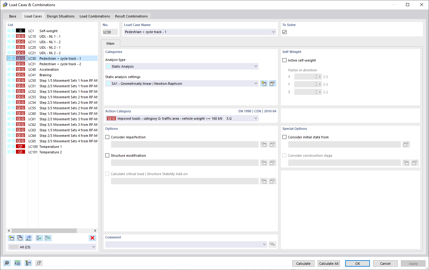 FAQ 005144 | ¿RFEM 6 incluye las combinaciones para puentes de carretera según EN 1991-2?