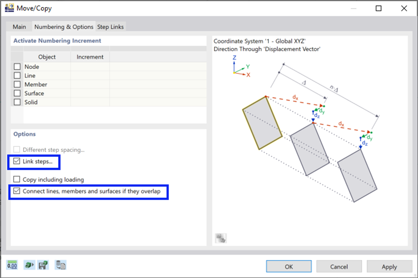 Crear objetos de enlace y conectarlos