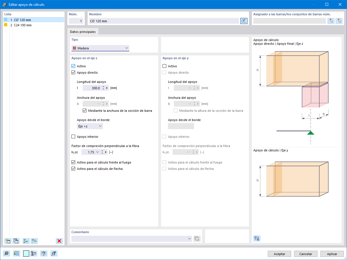 Cuadro de diálogo 'Editar apoyo de cálculo'