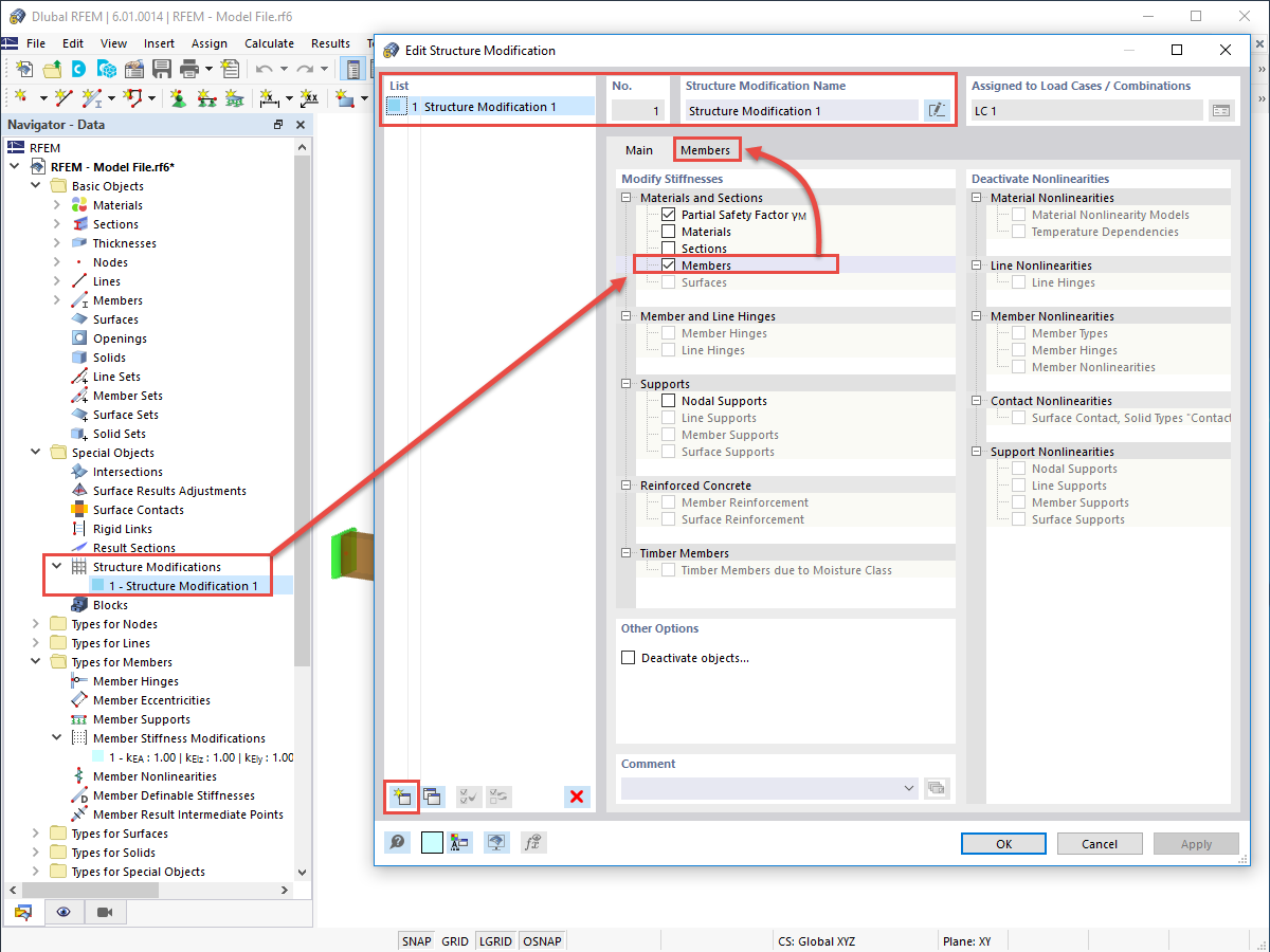 FAQ 005201 | ¿Cómo puedo modificar las rigideces de barras particulares utilizando un factor en RFEM 6 y RSTAB 9?