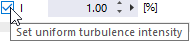 Configuración de la intensidad de turbulencia uniforme