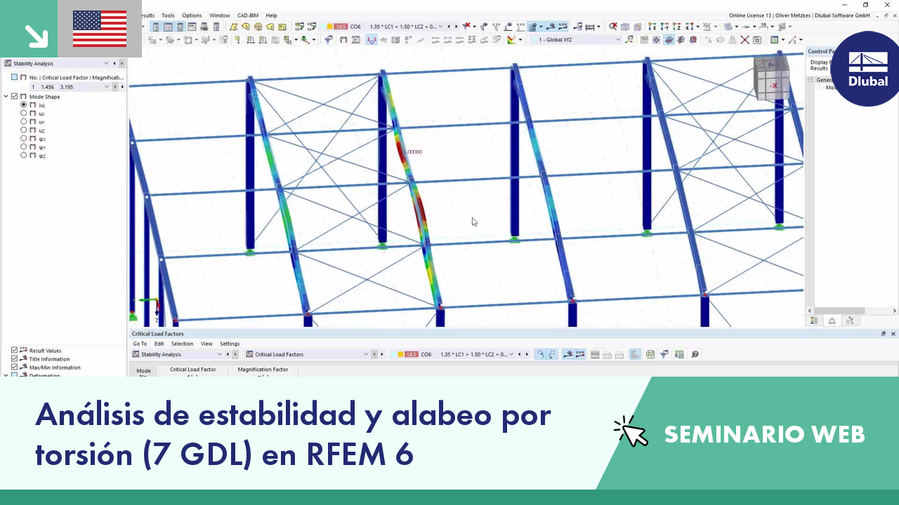 Análisis de estabilidad y alabeo por torsión (7 GDL) en RFEM 6