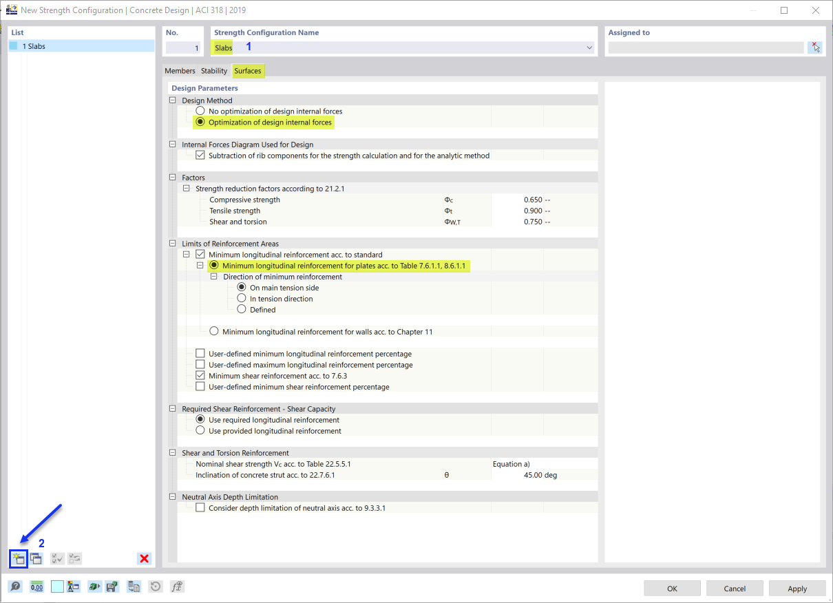 Configuración del estado límite de agotamiento resistente para losas