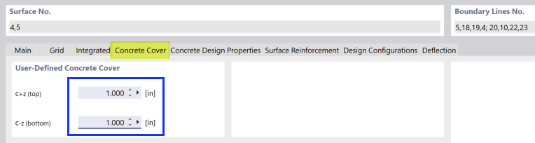 Configuración de recubrimiento de hormigón