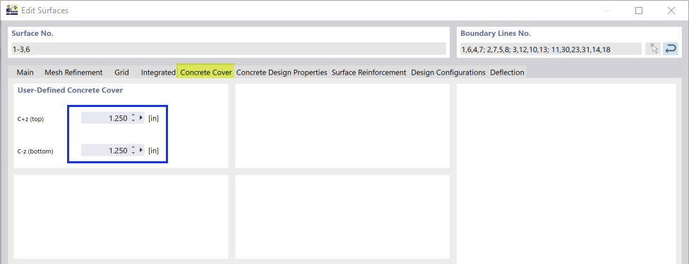 Configuración de recubrimiento de hormigón