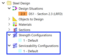 Configuraciones predeterminadas de estados límite de agotamiento resistente y en servicio para cálculo de acero