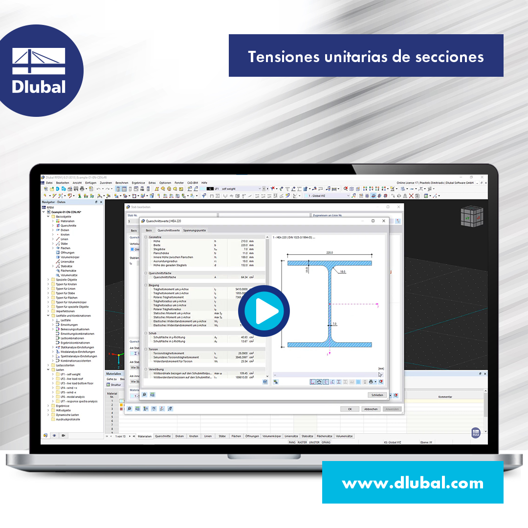 Tensiones unitarias de secciones