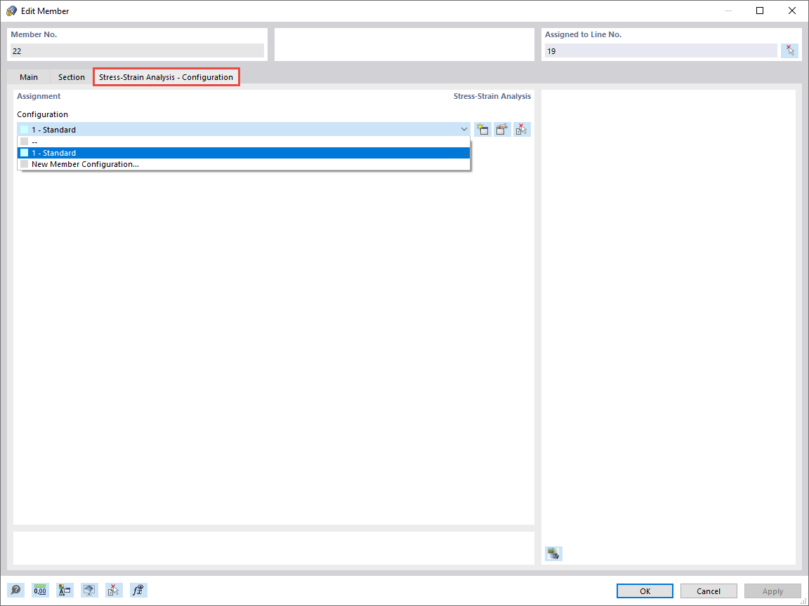 Análisis tensión-deformación - Ficha Configuración del cuadro de diálogo "Editar barra"