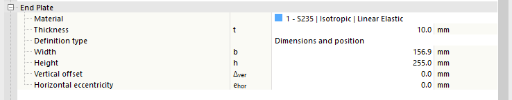 Ajuste de la placa de extremo - Dimensiones y tipo de definición de posición