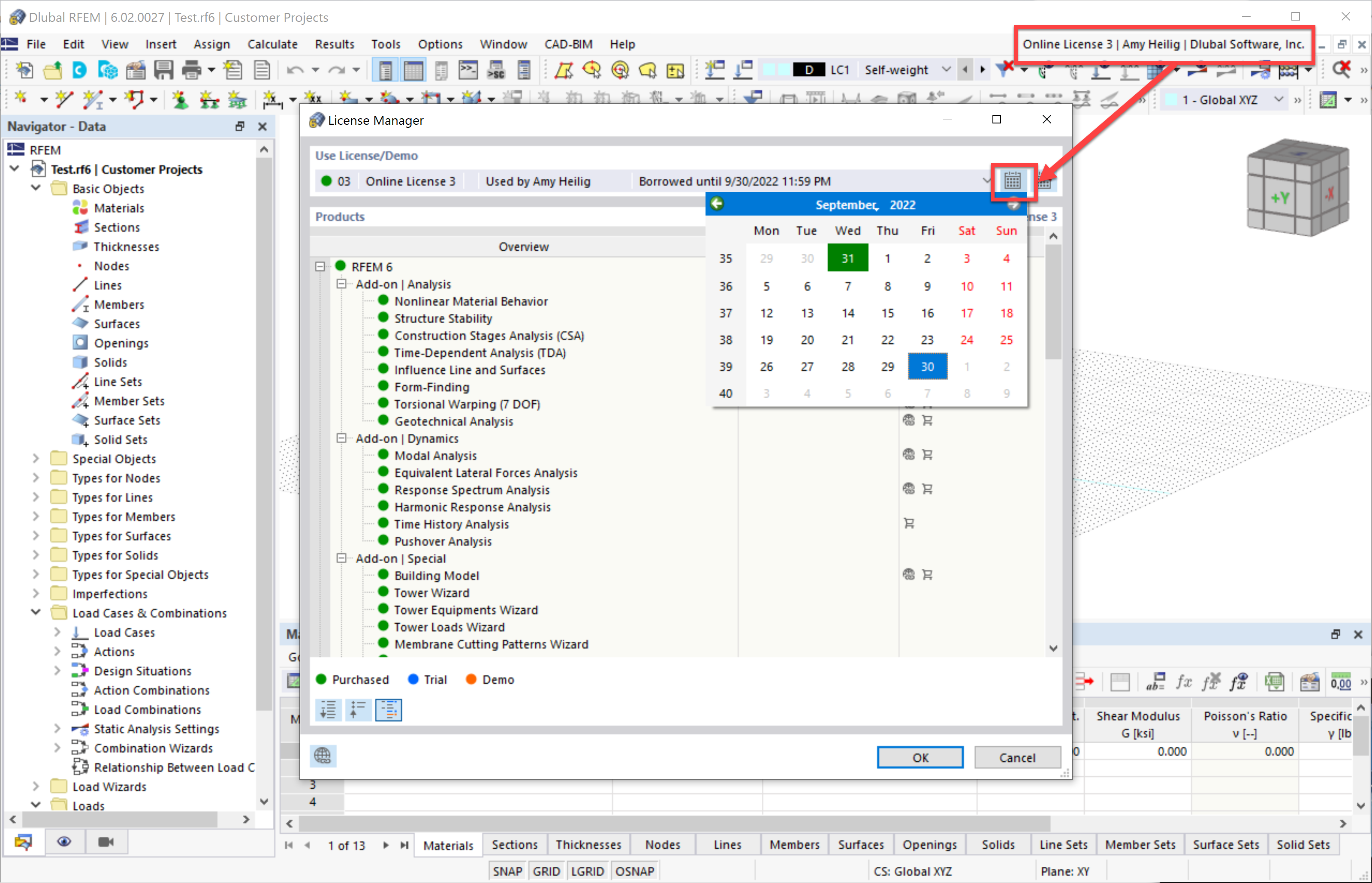 Preguntas frecuentes 005307 | ¿Es posible tomar prestada una licencia en línea de RFEM 6/RSTAB 9 durante un período de tiempo prolongado?