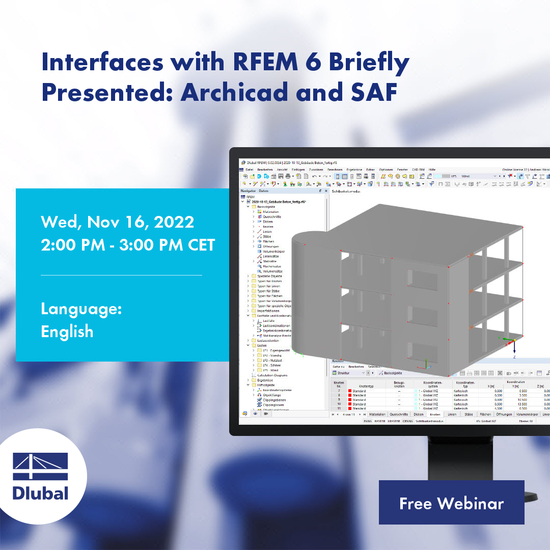 Interfaces con RFEM 6 presentadas brevemente: Archicad y SAF