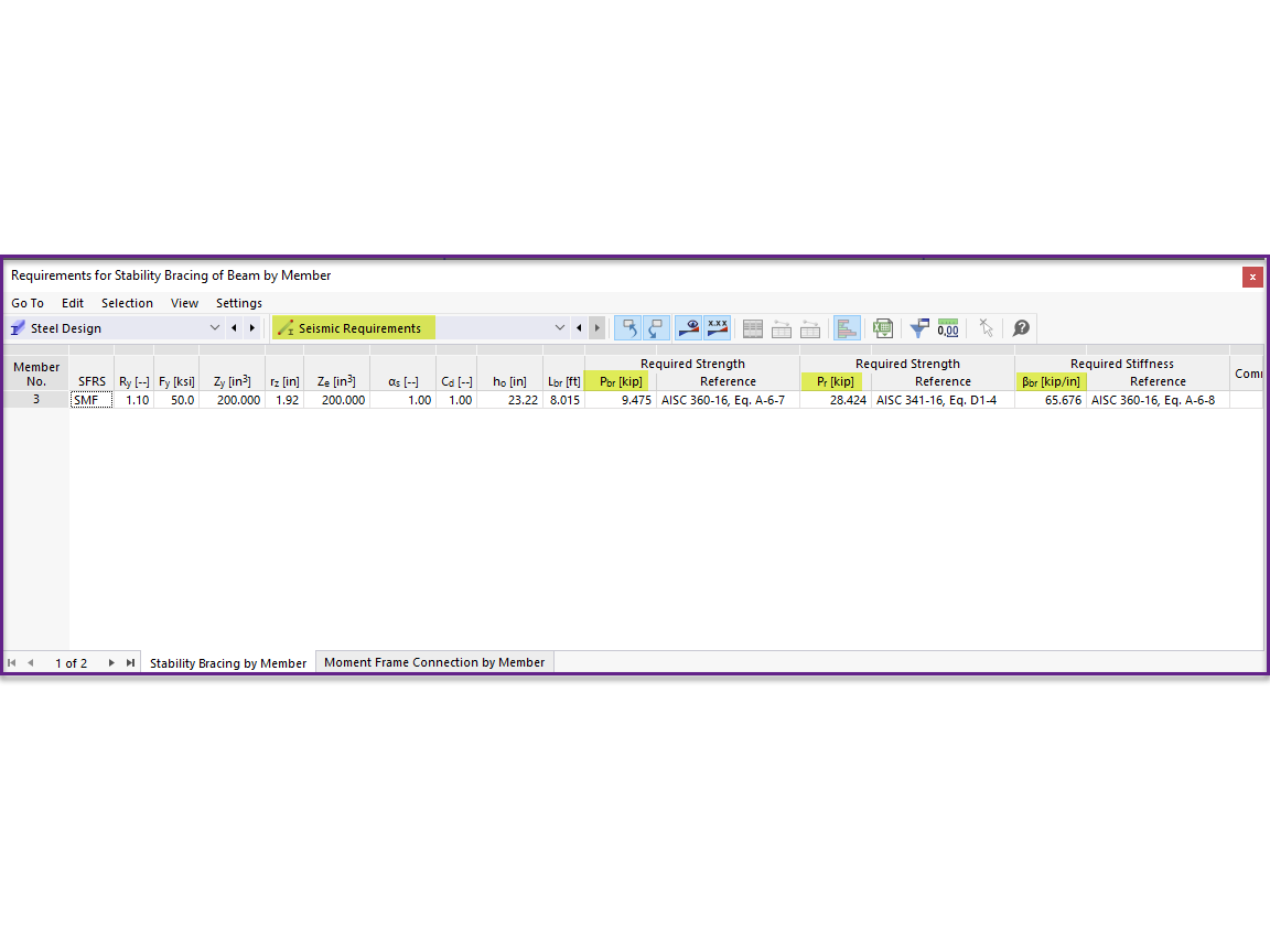 KB 001767 | AISC 341-16 Diseño de barra de momento en RFEM 6