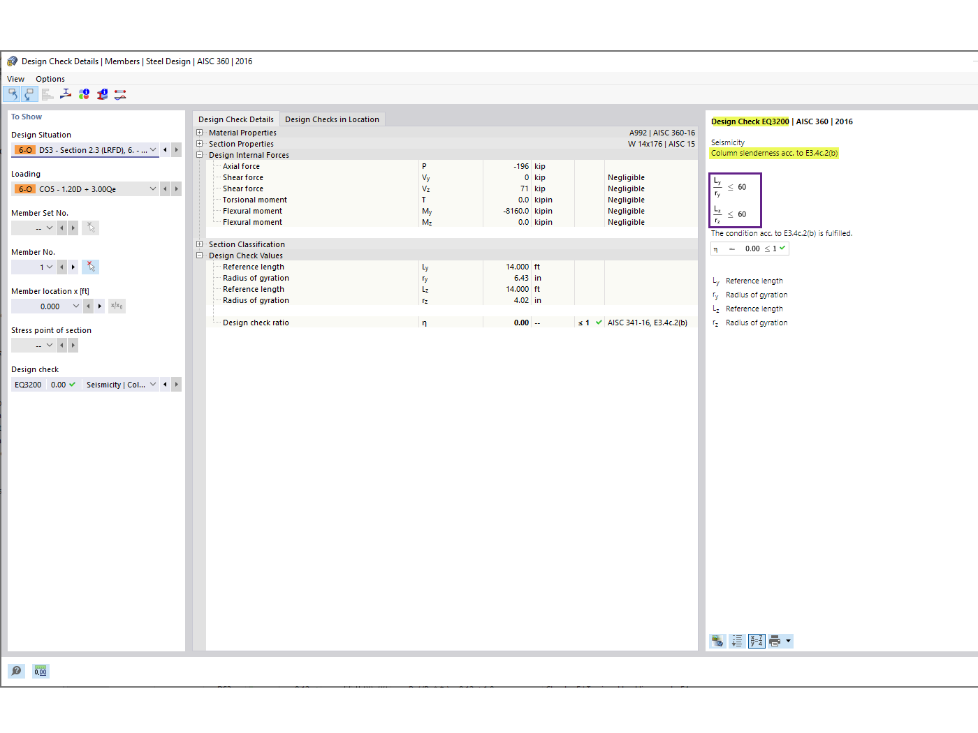 KB 001767 | AISC 341-16 Diseño de barra de momento en RFEM 6