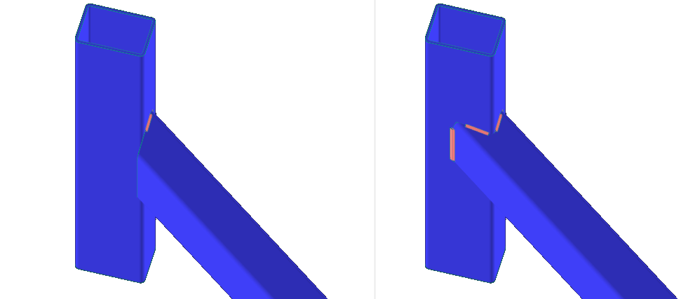 Método de corte (secciones transversales RHS): Plano (izquierda), Superficie (derecha)