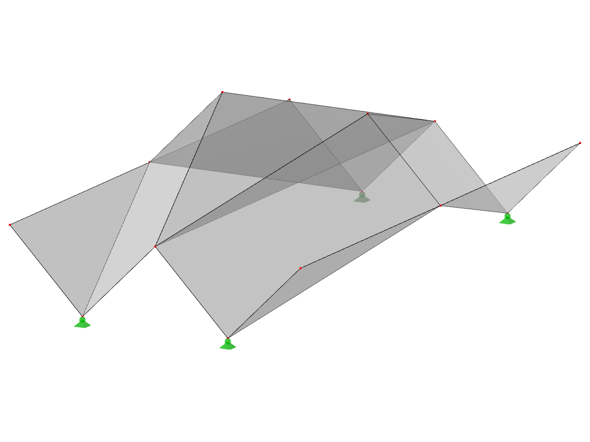 Modelo de ID 526 | 034-FPL105 |  Sistemas de estructuras plegadas prismáticas. Superficies con plegado contrapuesto. Plegado central elevado sobre plegado de borde. Plegado alterno