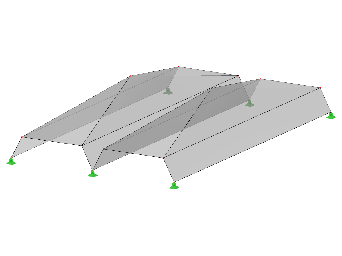 ID del modelo 528 | 034-FPL106-b (variante más general de 034-FPL106-a) | Sistemas de estructura plegada prismática. Superficie con plegado cónico. Perfil de plegado continuo con borde superior cortado por plano inclinado