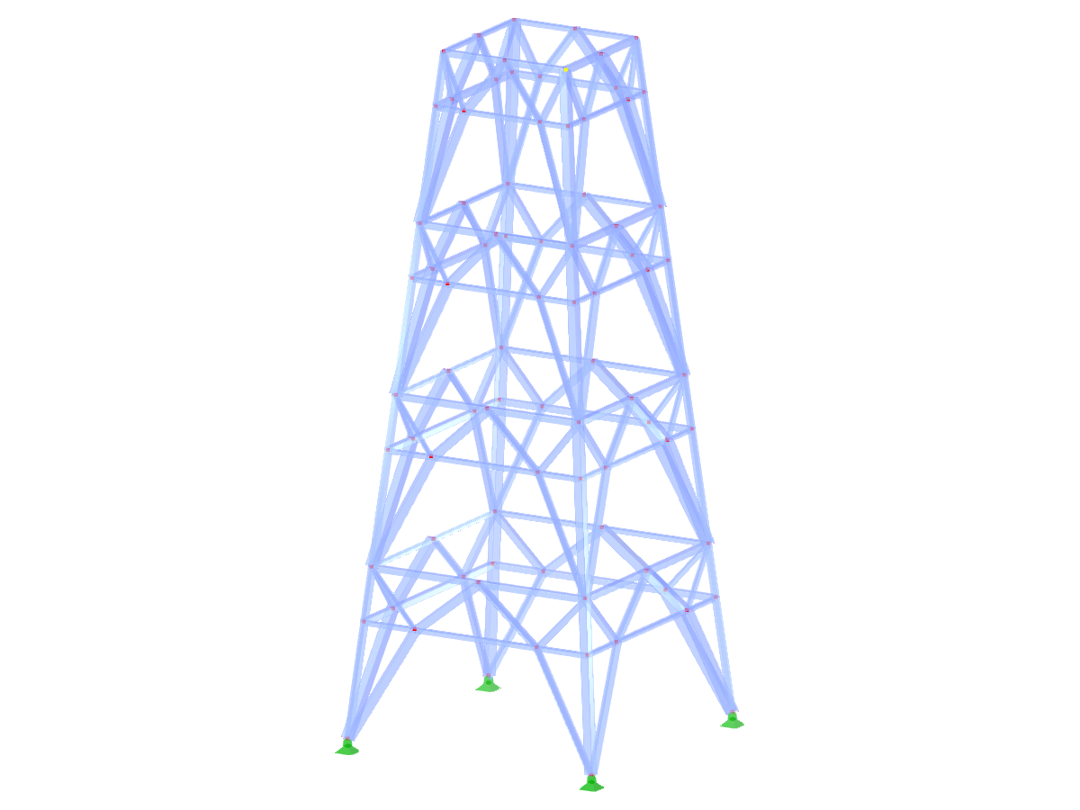 ID del modelo 2227 | TSR054-b | Torre de celosía | Planta rectangular | K-Diagonales inferiores (poligonales) y horizontales intermedias