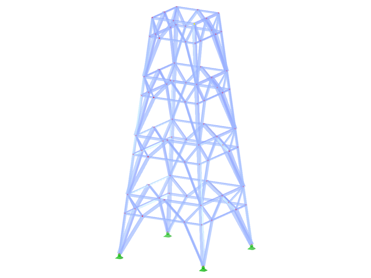 ID de modelo 2227 | TSR054-b | Torre de entramado | Plano rectangular | K-diagonales inferiores (polygonales) y horizontales intermedias