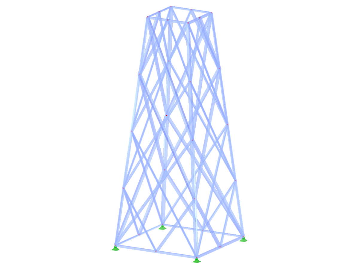 ID de modelo 2286 | TSR062-a | Torre de celosía | Planta rectangular | Diagonales en X dobles (no interconectadas)