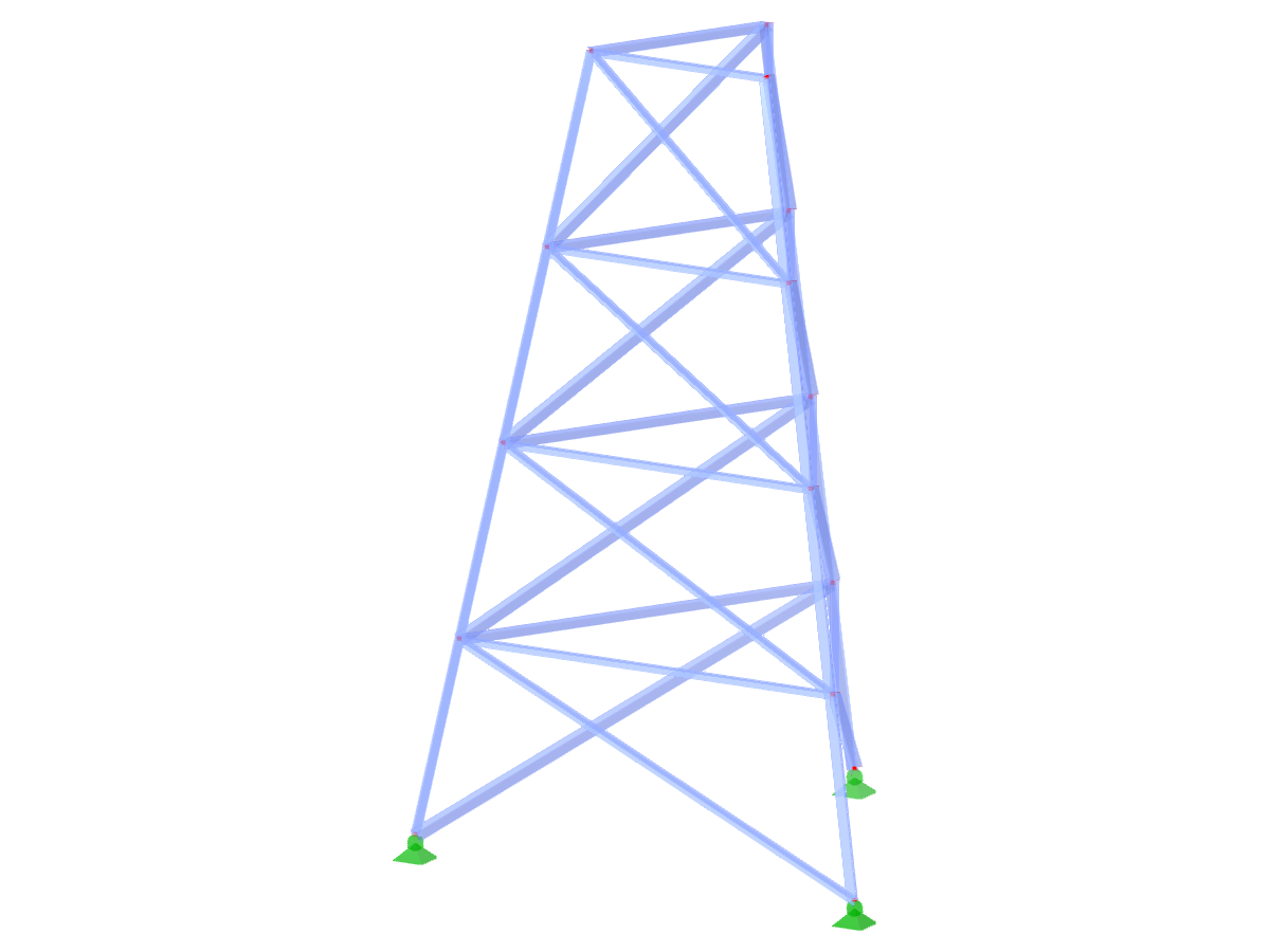 ID del Modelo 2314 | TST002-b | Torre de Celosía | Plan Triangular | Diagonales Descendentes y Horizontales