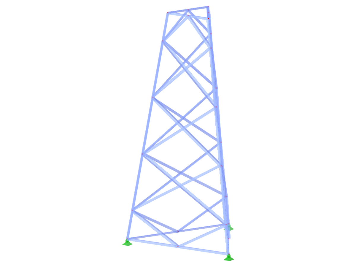 ID de modelo 2340 | TST038-a | Torre de celosía | Plano triangular | Diagonales en rombo (no interconectadas, rectas)