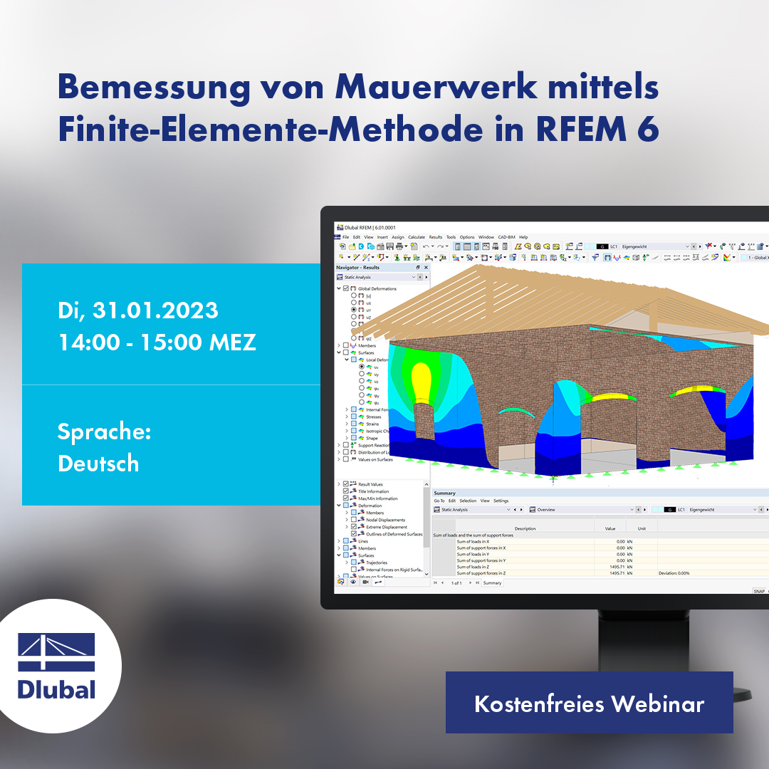 Cálculo de estructuras de fábrica con el método de elementos finitos en RFEM 6