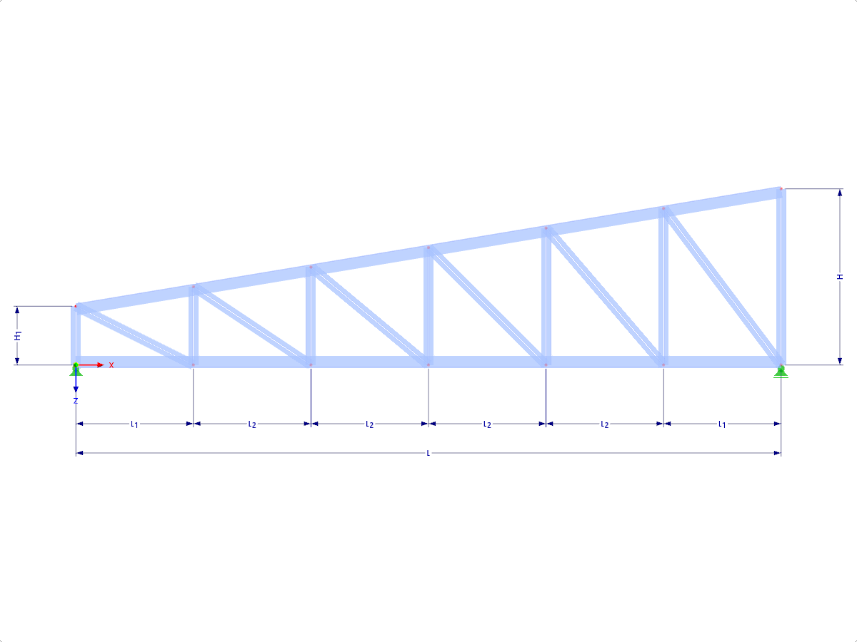 Modelo 001755 | FT250-a | Viga de celosía trapezoidal de paso único con parámetros