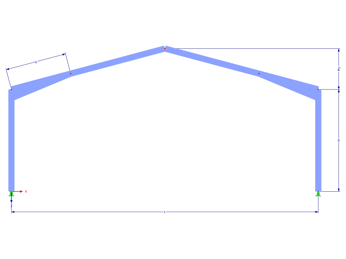 Modelo 002362 | FTA001 | Tapered Frame. Single-Span. Tapered Rafter Near Frame Corner, with Parameters