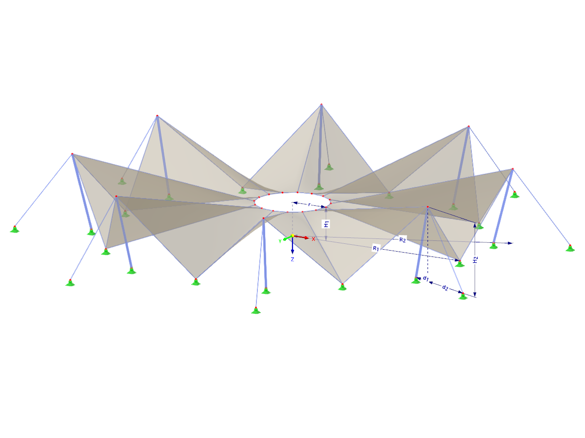 Modelo 002513 | TMS027 | Estructura de membrana extensible con parámetros