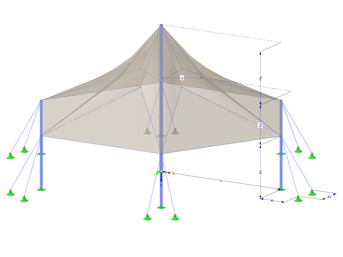 Modelo 002709 | TMS046 | Estructura de membrana extensible con parámetros