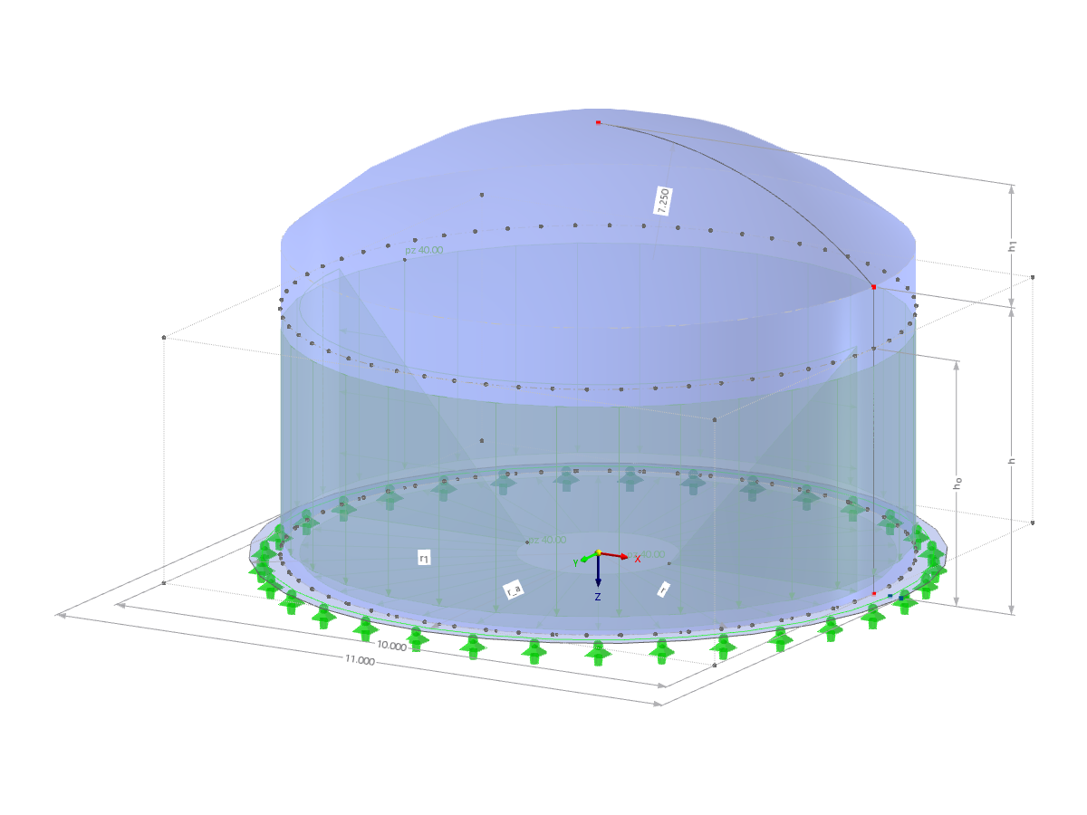 Modelo 002754 | SIC010-a | Silo | Planta circular, cubierta de casquete esférico con parámetros