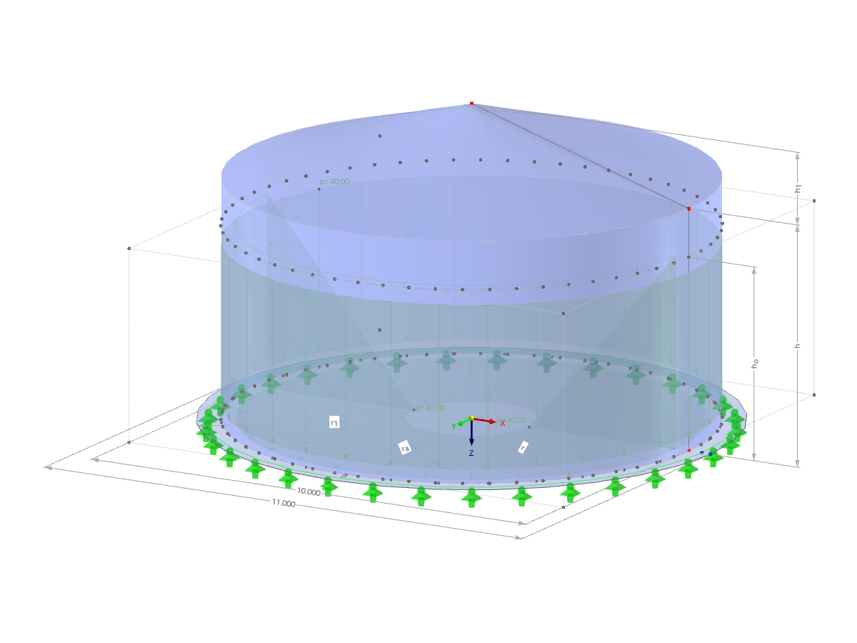 Modelo 002767 | SIC007-a | Silo | Planta circular, cubierta cónica con parámetros