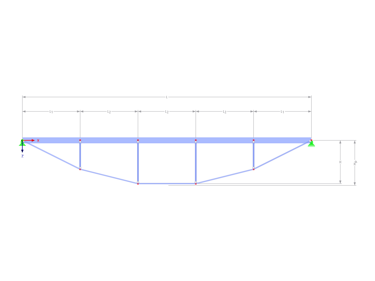 Modelo 002813 | IBB004p-plg | Viga de cuerda de arco invertida con parámetros