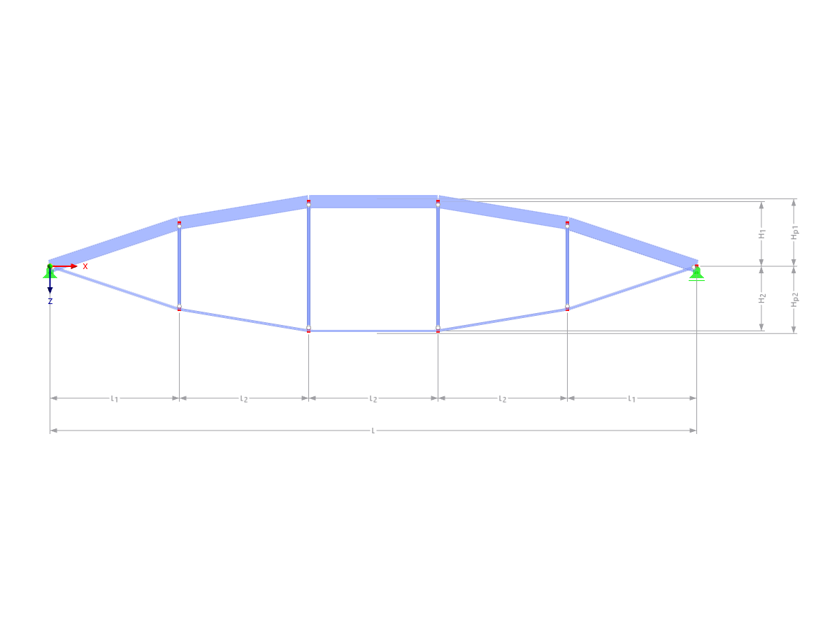 Modelo 002835 | IBB008p-plg | Viga de cuerda de arco invertida con parámetros