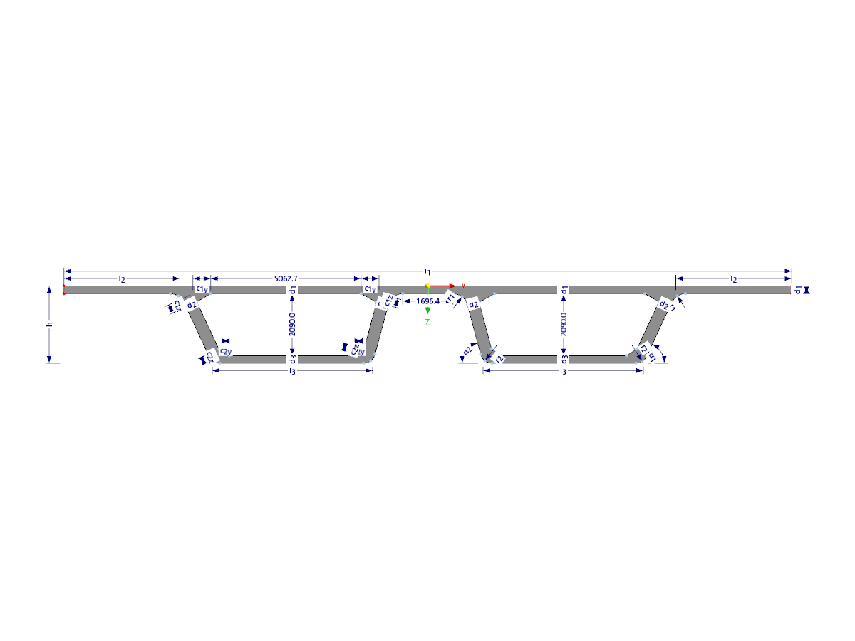 Modelo 003244 | BGB004 | Viga cajón de múltiples espinas (múltiples cajas) con parámetros