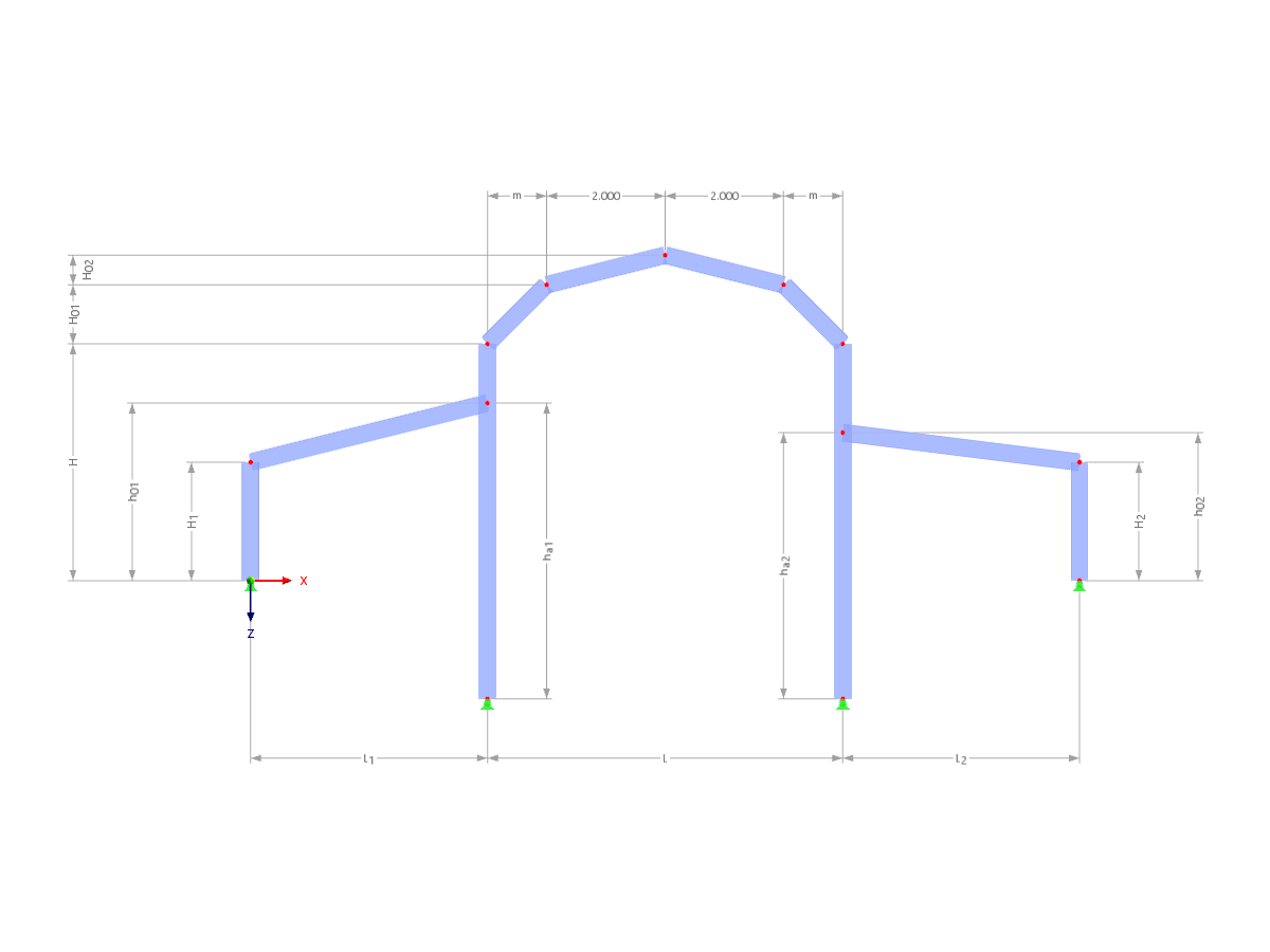 Modelo 003326 | F3B022 | Pórticos de tres vanos con parámetros