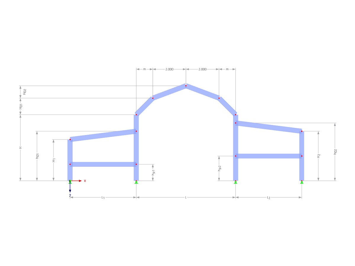 Modelo 003331 | F3B023 | Pórticos de tres vanos con parámetros