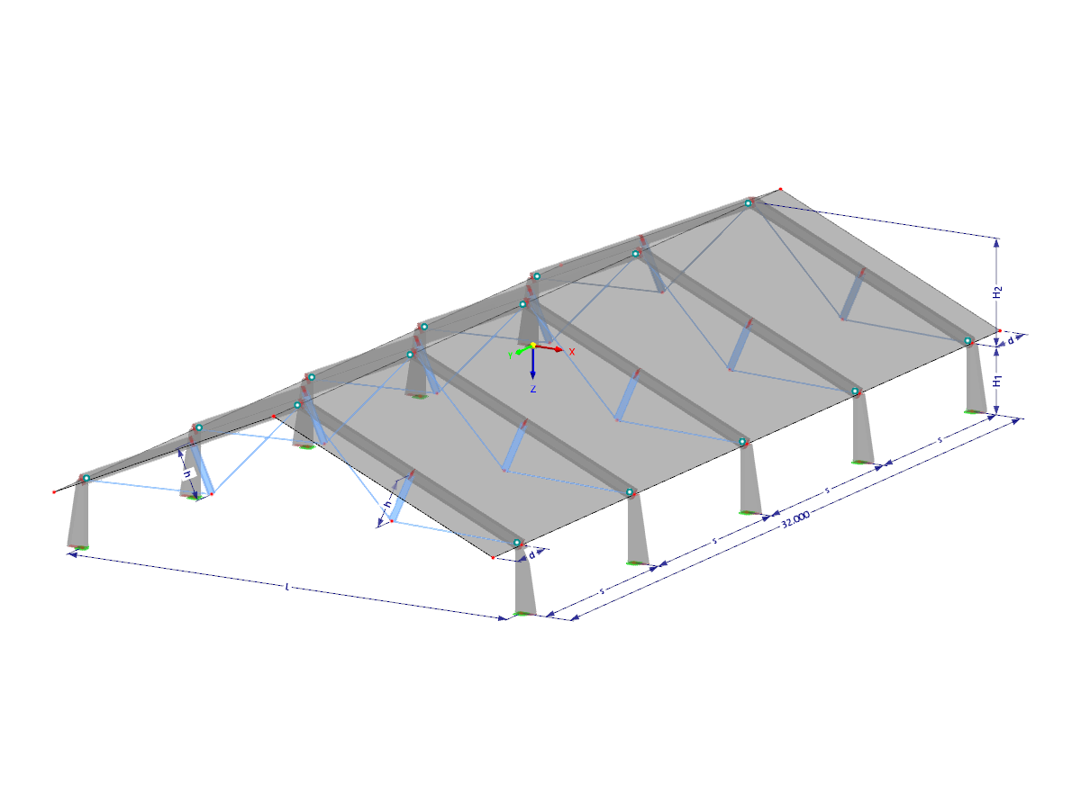 Modelo 003661 | HSS005-b | Sistema de estructura híbrida con parámetros