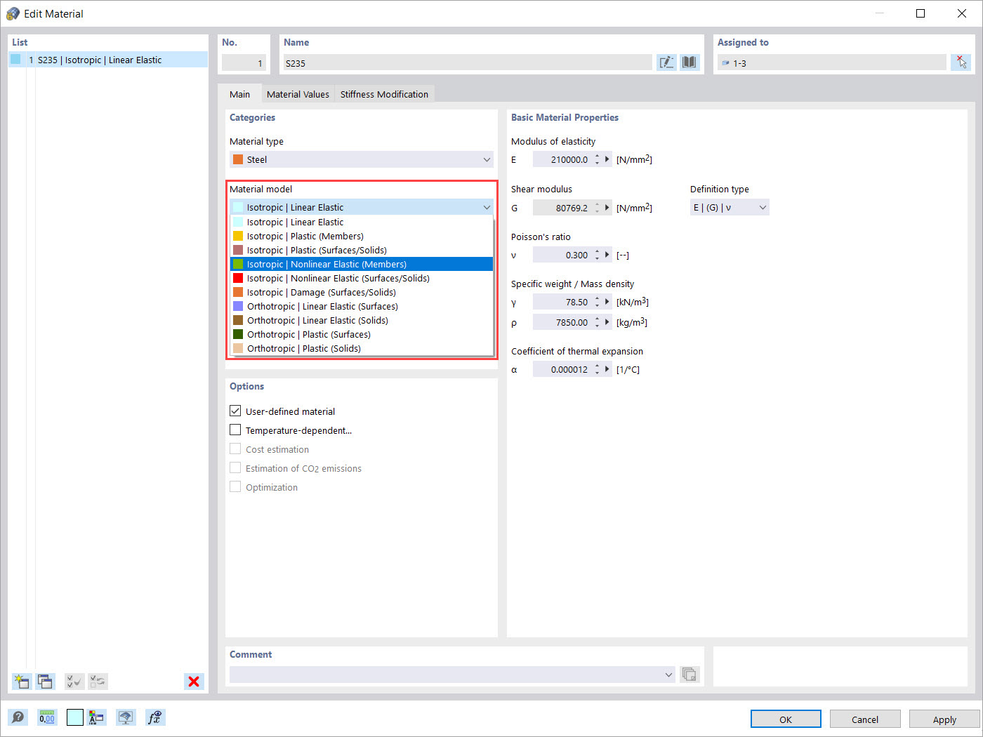 Modelos de materiales en RFEM 6