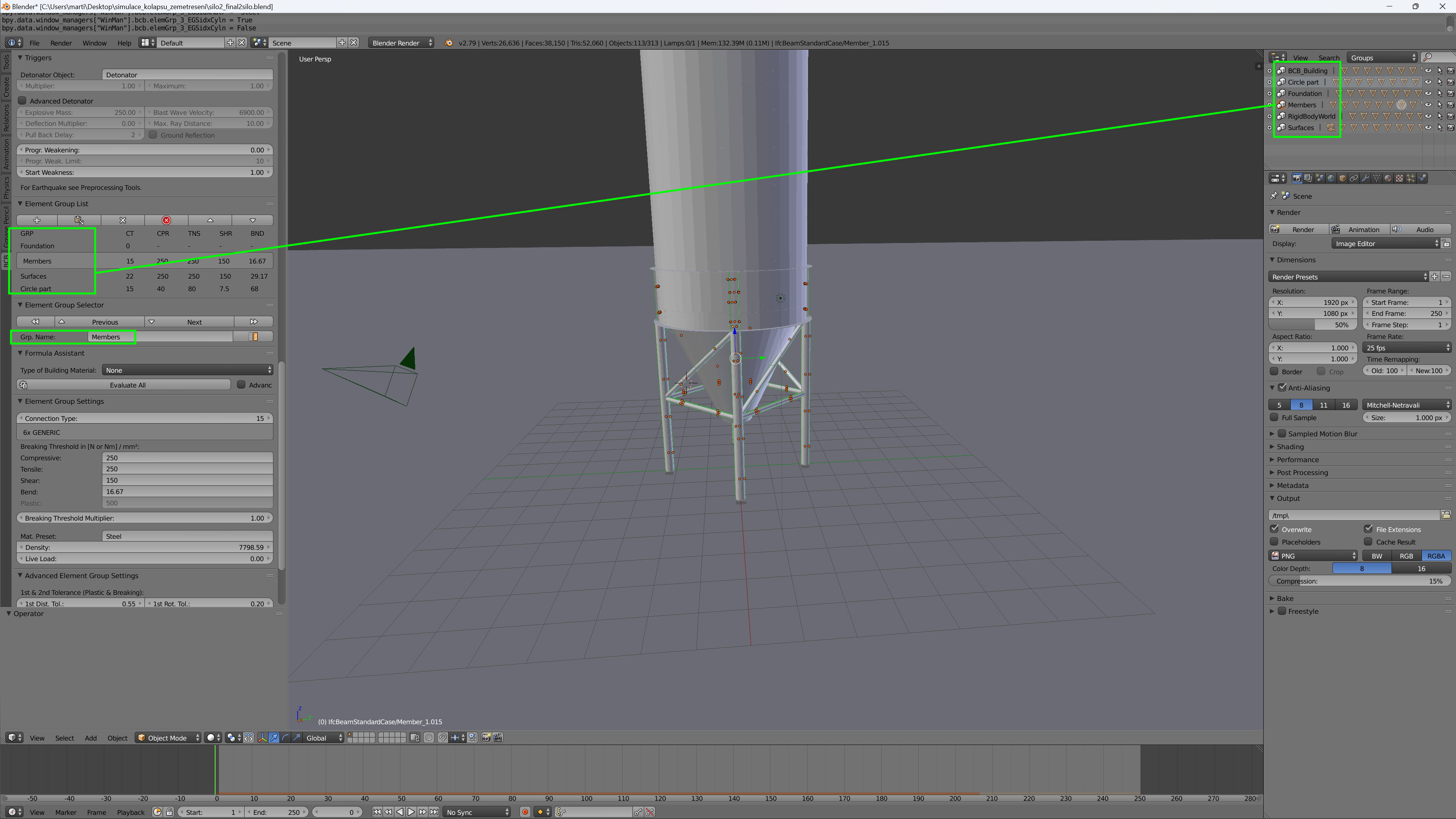 Figura 9: Configurar los grupos en BCB Blender