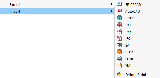 Interfaces para la importación