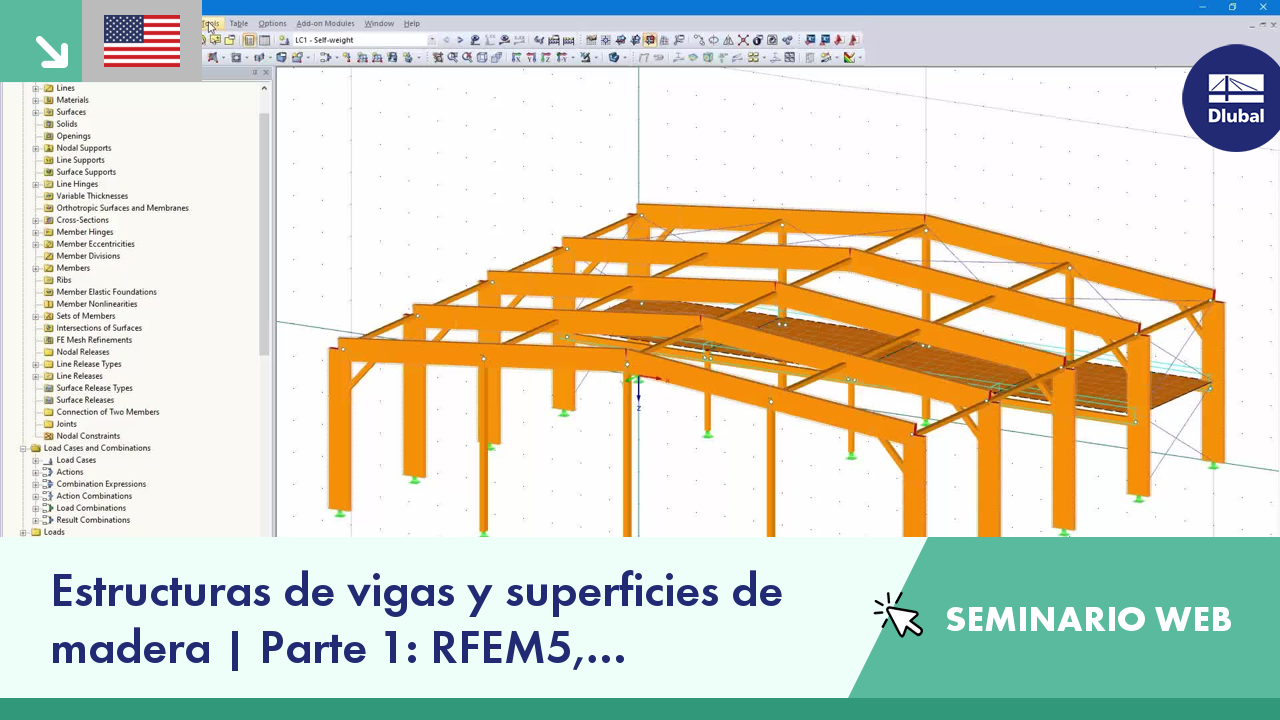 Estructuras de vigas y superficies de madera | Parte 1: RFEM5, RF-TIMBER  Pro, RF-LAMINATE, RF-JOINTS Timber