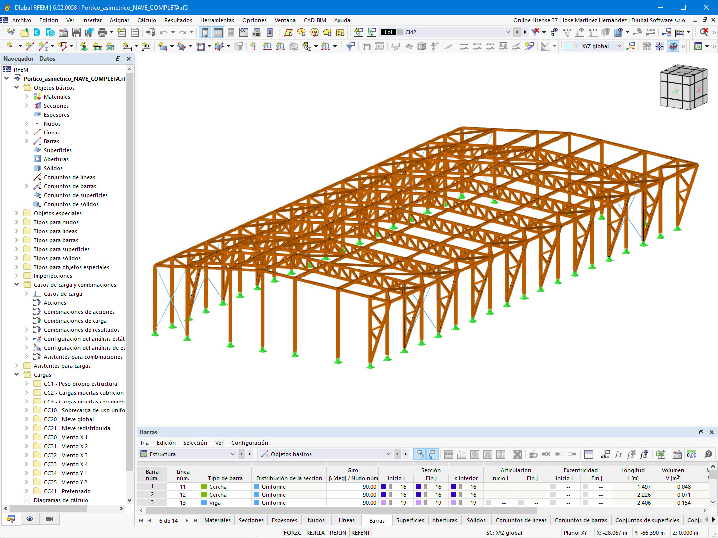 CP 001264 | Modelo de la nave industrial de madera en RFEM 6 (© Maderas Besteiro)